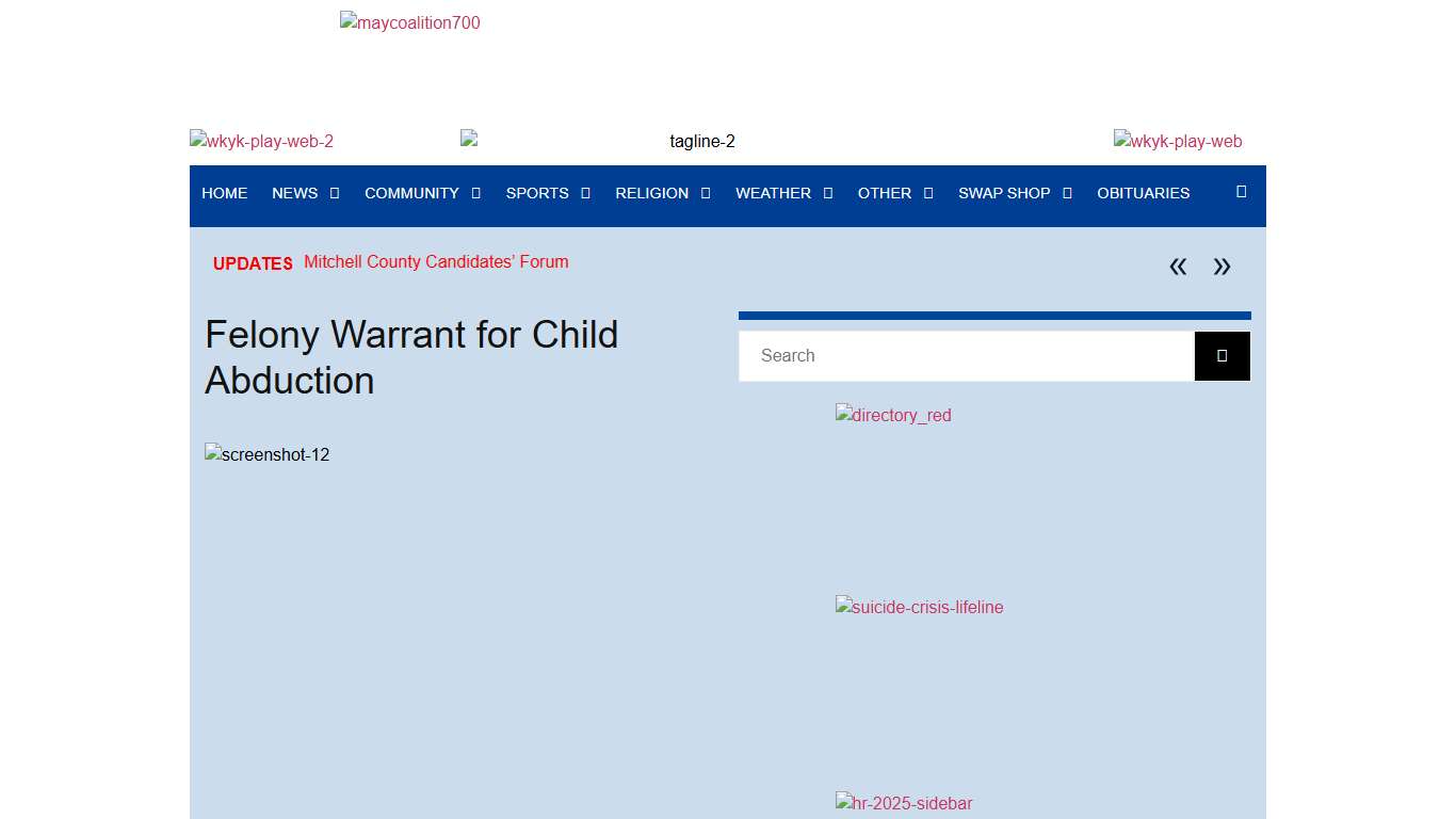 Felony Warrant for Child Abduction WKYK